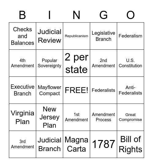 Constitution  Bingo Card
