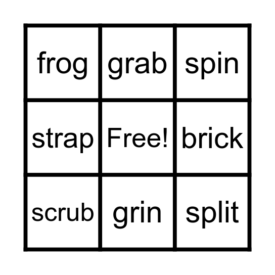 Spelling Bingo Card