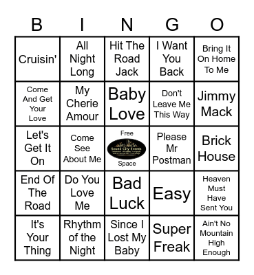 K Pub Motown Bingo Card