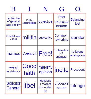 Episodes 13 & 14 Vocabulary Bingo Card