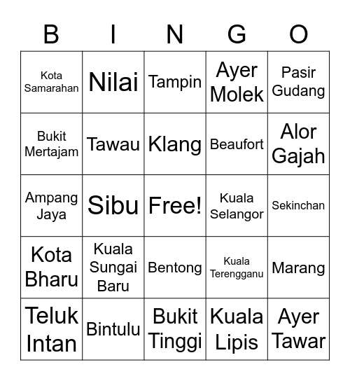 Malaysiaku! Bingo Card