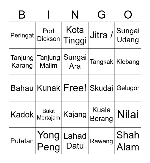 Malaysiaku! Bingo Card