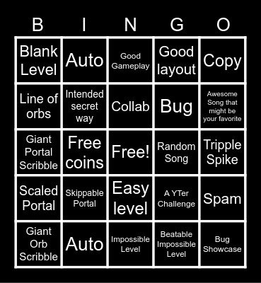 6x5 geometry dash bingo card Bingo Card