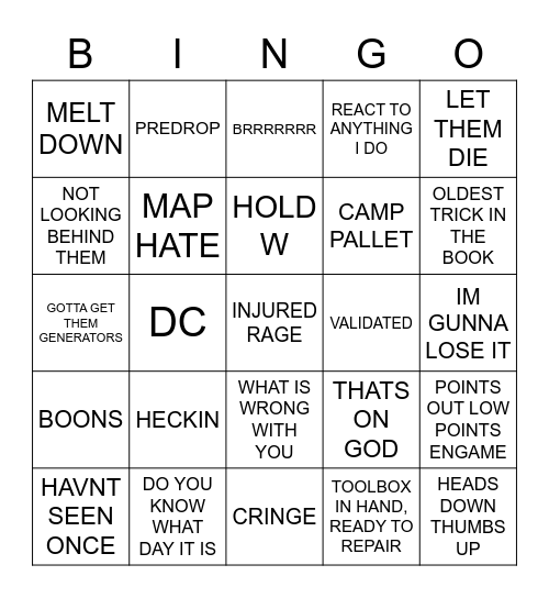 EHMER DBD BINGO Card
