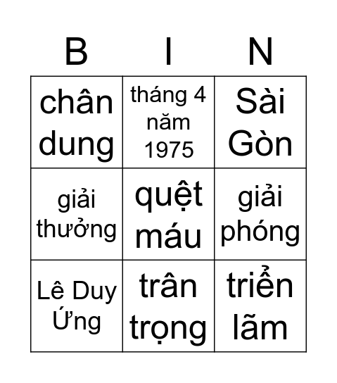 Chính tả: Người chiến sĩ giàu nghị lực Bingo Card