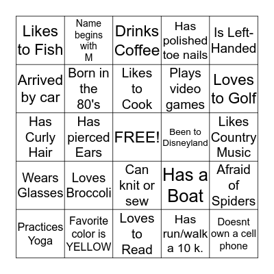 Murray Family Reunion 2015 Bingo Card