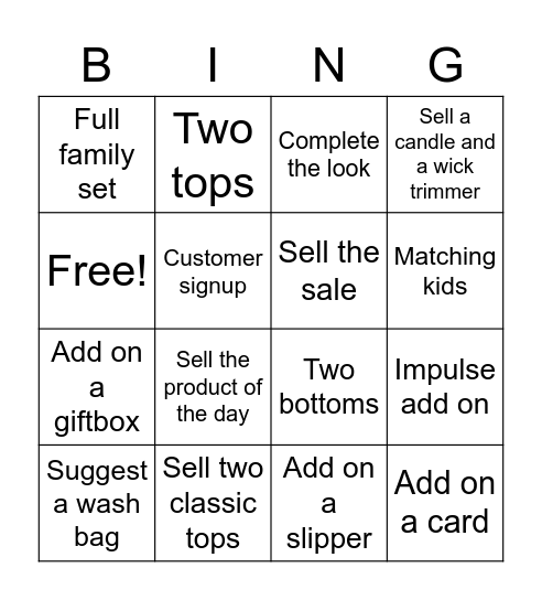 UPT Bingo Card