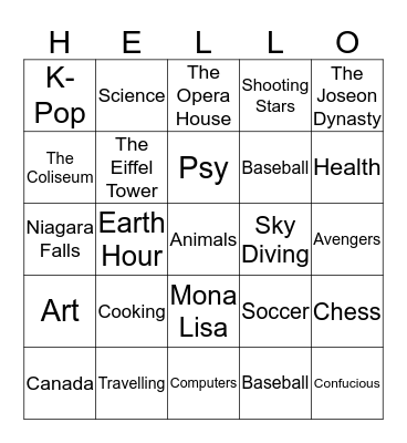 Do You Know About...? Bingo Card