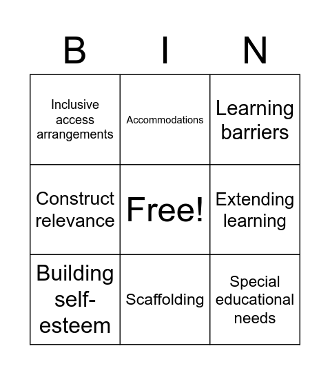 Learning diversity & inclusion Bingo Card