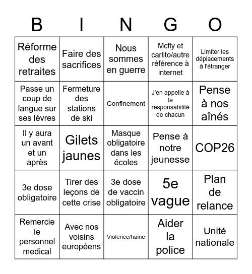 Bingo Macron 09/11 Bingo Card