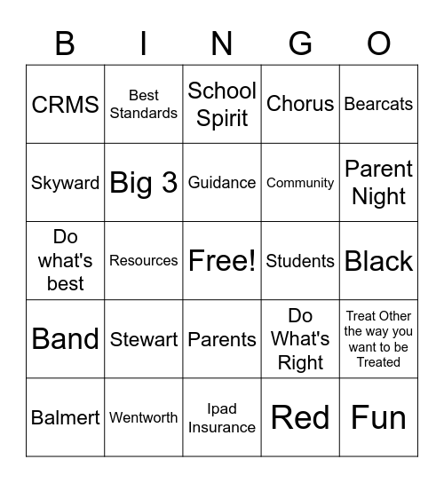 Bearcat Bingo Card