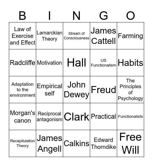 Functionalism Bingo Card
