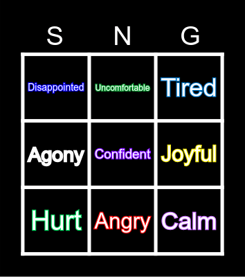 Playing With Emotions! Bingo Card