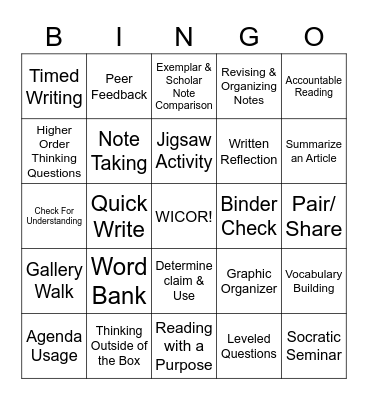 WICOR Bingo Card