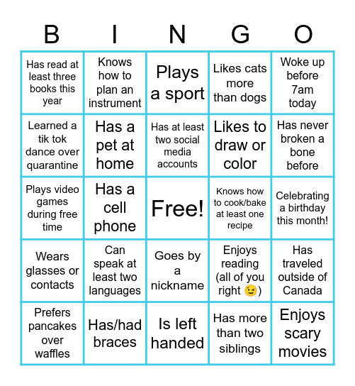 Team building bingo! Bingo Card