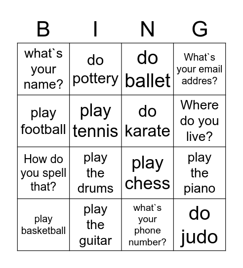 Untitled Bingo Card