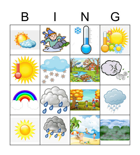 Seasons and Weather Bingo Card