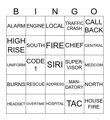 FIRE DISPATCH BINGO Card