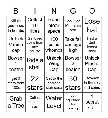 Mario 64 V2 Bingo Card