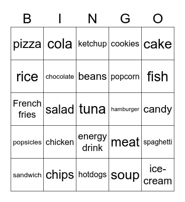 FOOD Bingo Card