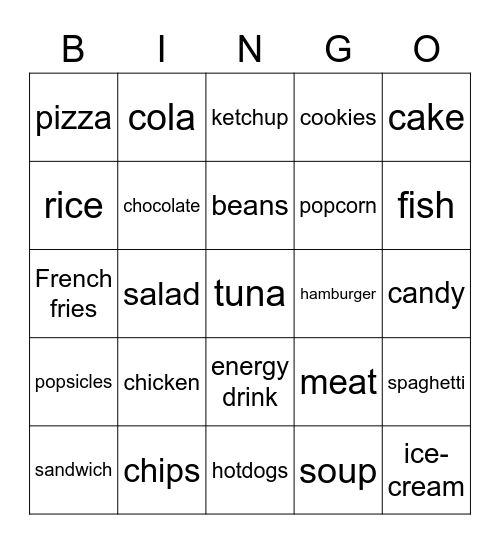 FOOD Bingo Card