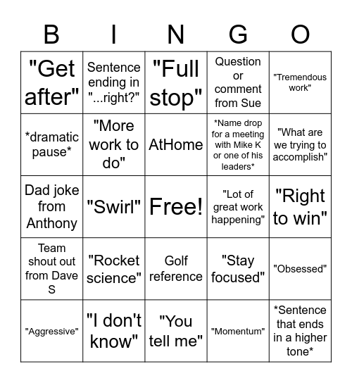 If you know, you know (November edition) Bingo Card