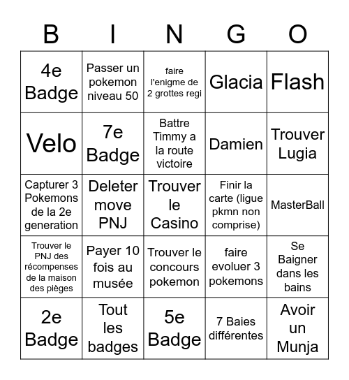 Pokemon Emeaude Random Warp Bingo Card