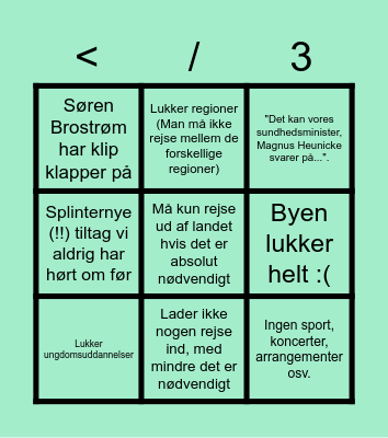 pressemødes bingo 8/11-21 </3 Bingo Card