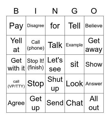 Lesson 10: Conversational ASL Bingo Card