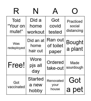 RNAO Bingo Card