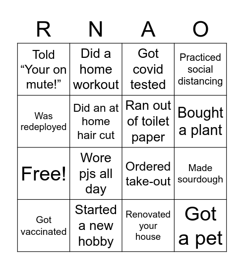 RNAO Bingo Card