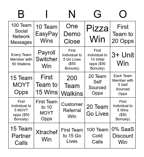 Rookies vs. Vets Bingo Card