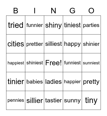 Change the Y to I Rule Bingo Card