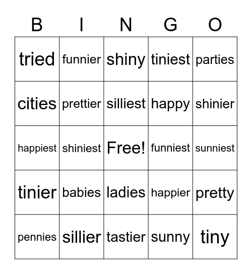 Change the Y to I Rule Bingo Card