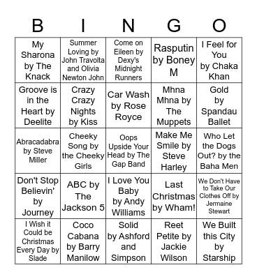 Cheesy Musical Bingo!! Bingo Card
