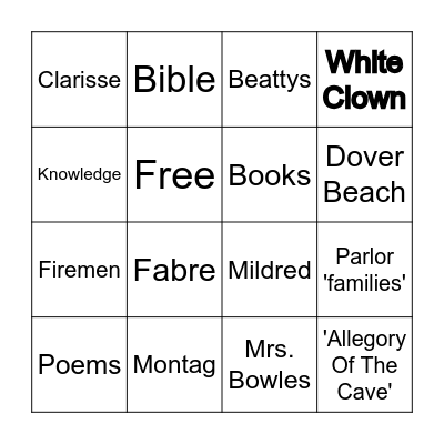 Farinheight 451 Bingo!!!! Bingo Card