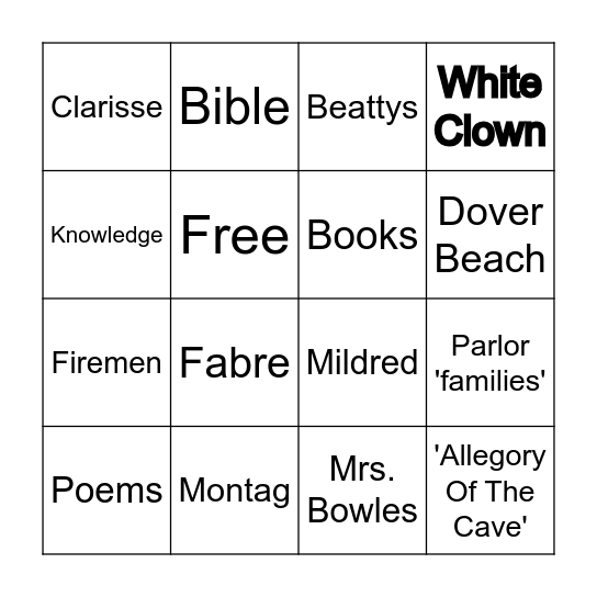 Farinheight 451 Bingo!!!! Bingo Card