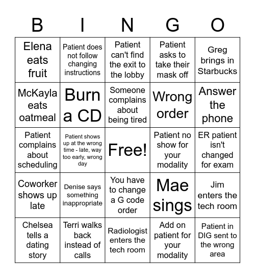 Rad Tech Week Bing Bingo Card