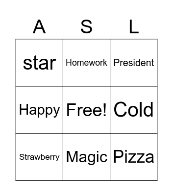 ASLHS Bingo! Bingo Card