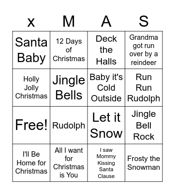 CHRISTMAS SONGS Bingo Card