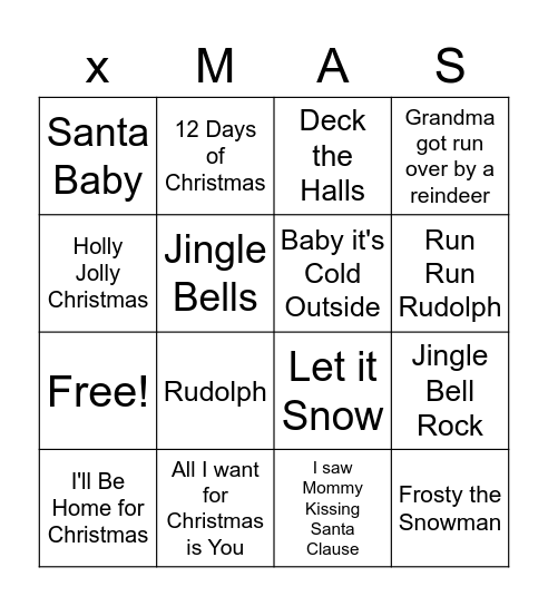 CHRISTMAS SONGS Bingo Card