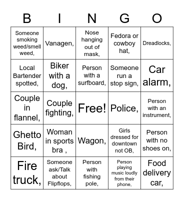 OB Fall Bingo Card