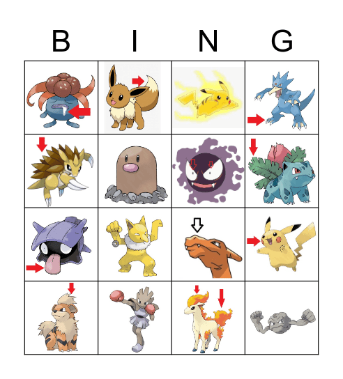 Pokemon Bingo Card