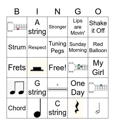 Ukulele Vocab Bingo Card