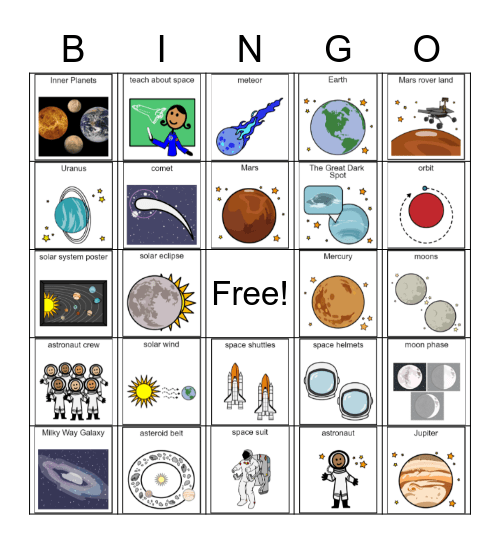 Outer Space BINGO Card