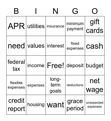 Budget Bingo Card