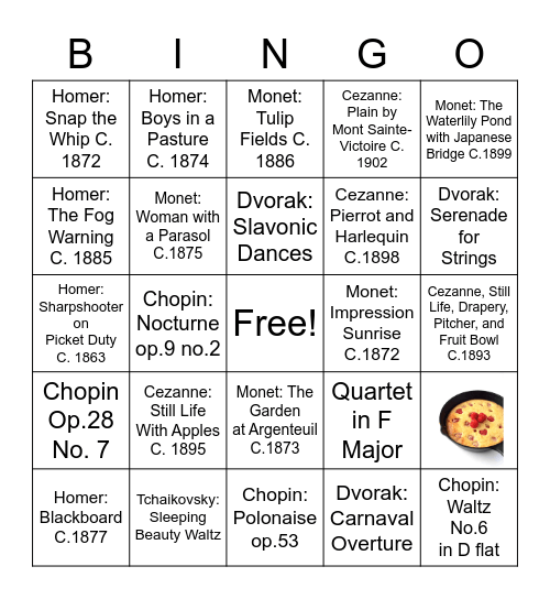 Cycle 3 Morning Time Bingo Card