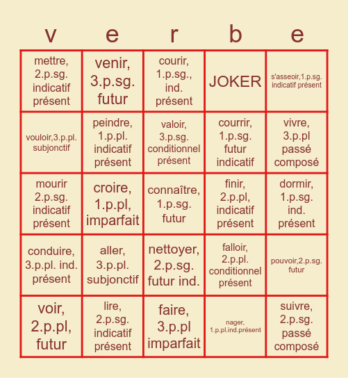 Verbes_5f_1 Bingo Card