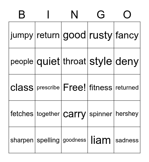 purple spelling group lesson 25-29 Bingo Card