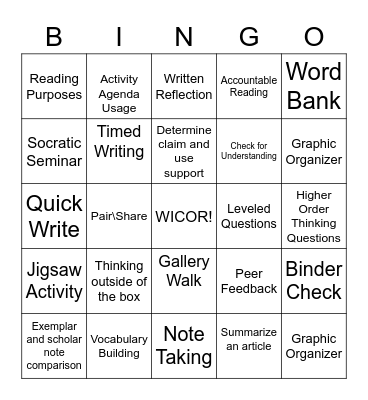 WICOR Bingo Card